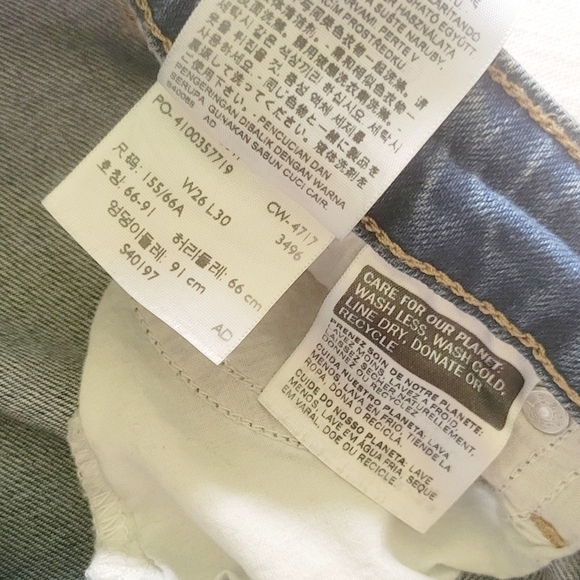 Levi's Blue Wash 721 High Rise Distressed Ripped Skinny Denim Jeans Size 26 30L - Picture 11 of 11